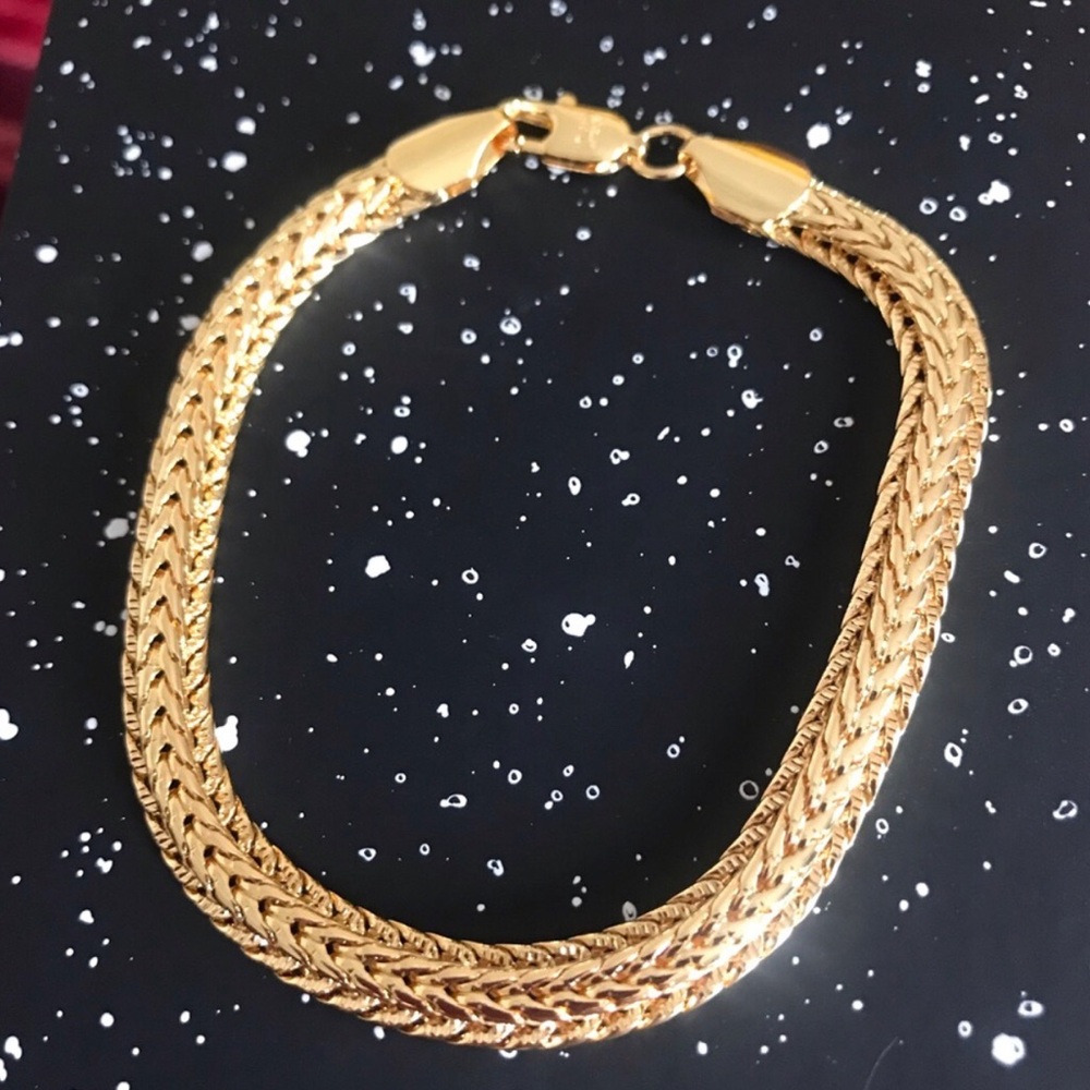 Elegant 24k Gold-Tone Braided Women's Bracelet